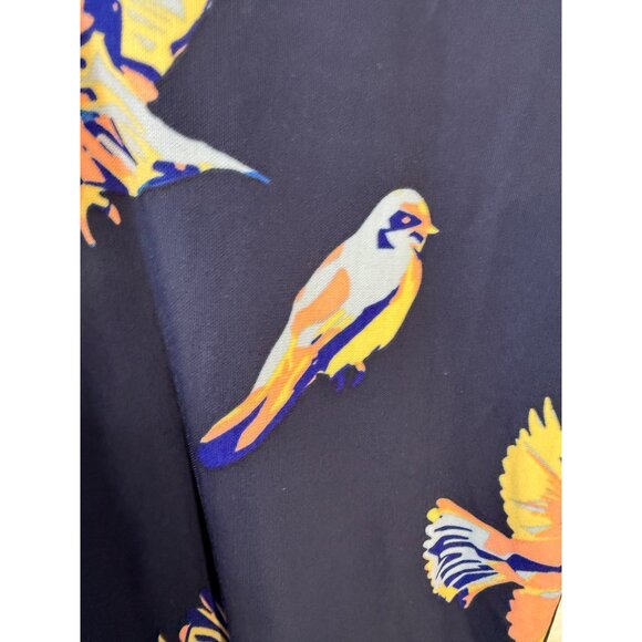 Deletta Navy Bird Print V-Neck Tunic Top With Half Sleeves Womens XS Lightweight - Picture 8 of 8